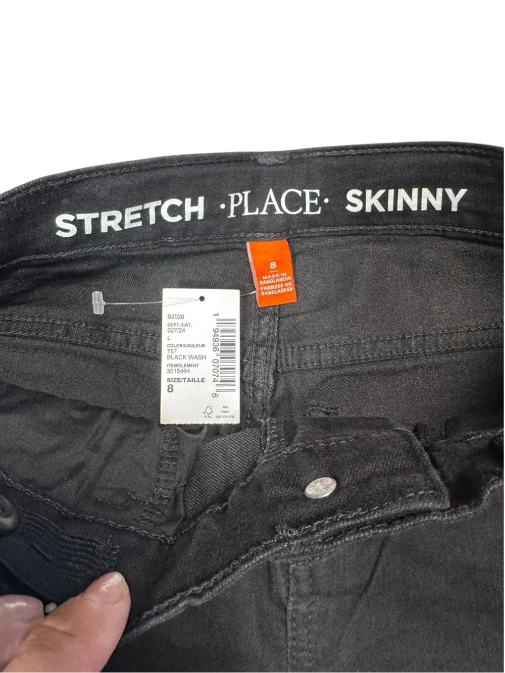 NWT New The Children’s Place Boys Skinny Black Jeans Size 8